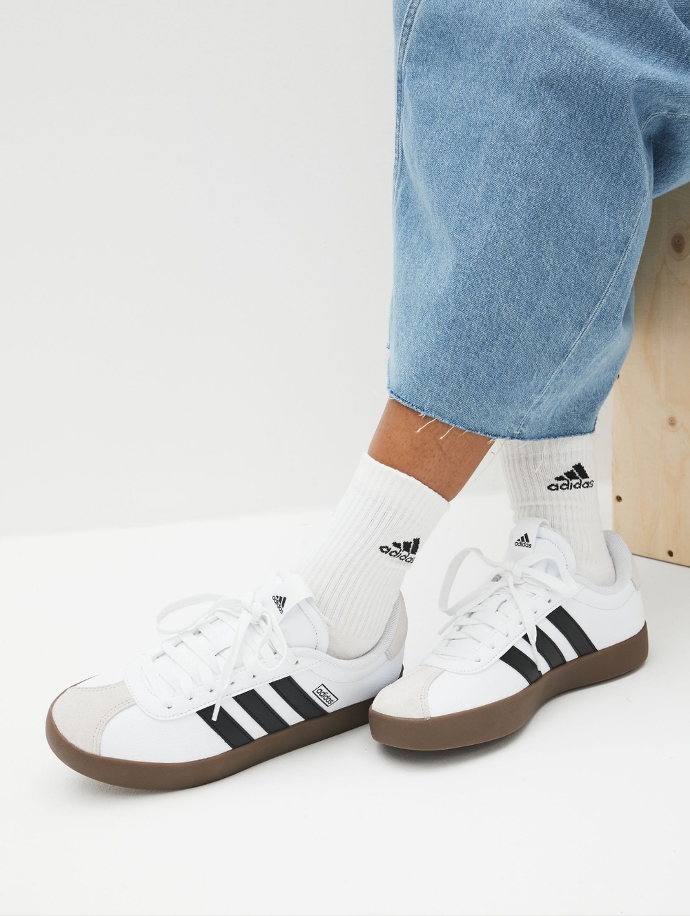 Adidas VL Court 3.0 Sneakers White Black Gum Womens Casual Streetwear Size 8.5